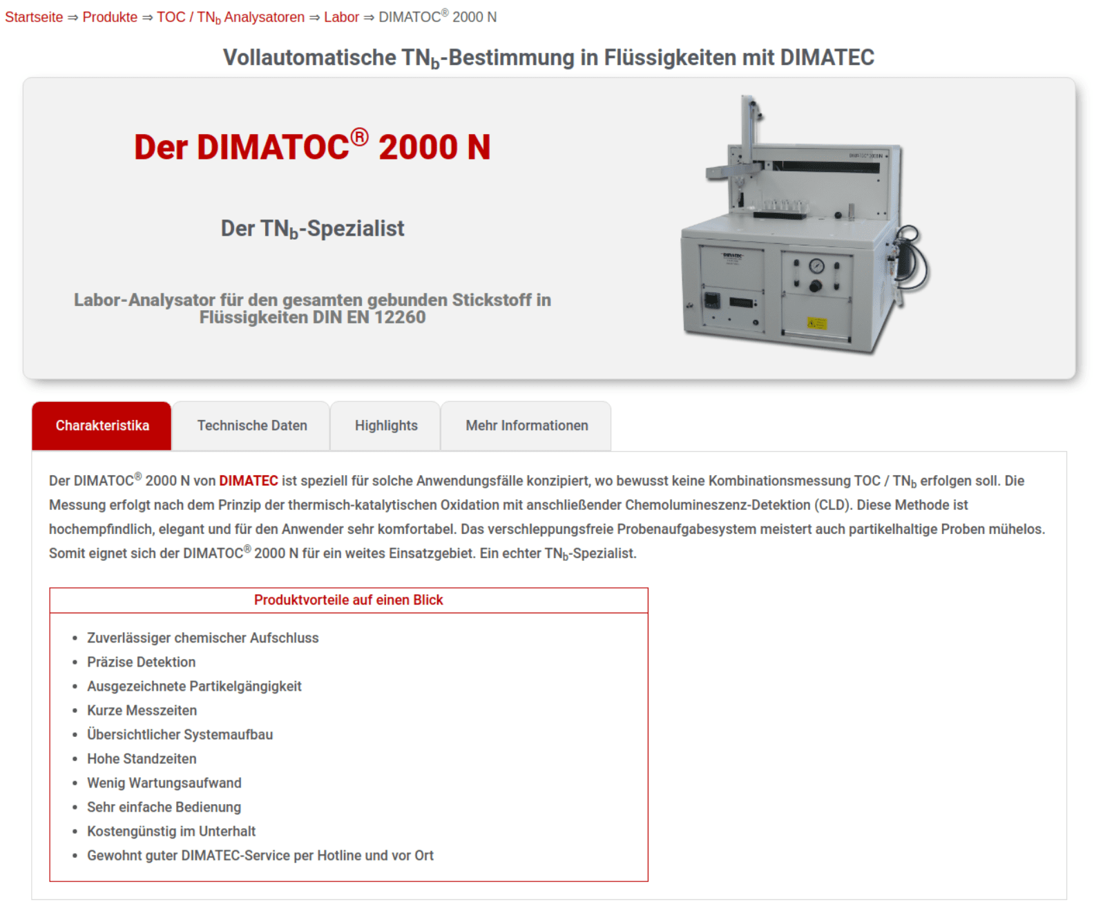 Dimac 2000l DIMATOC® 2000 N von DIMATEC - Der TNb-Spezialist